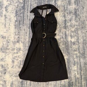 Rampage Black Button-Down Midi Dress